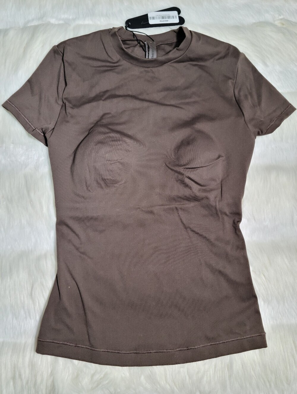 Nike SKIMS Matte Baby Tee Brown Dark Sepia Women XS NEW